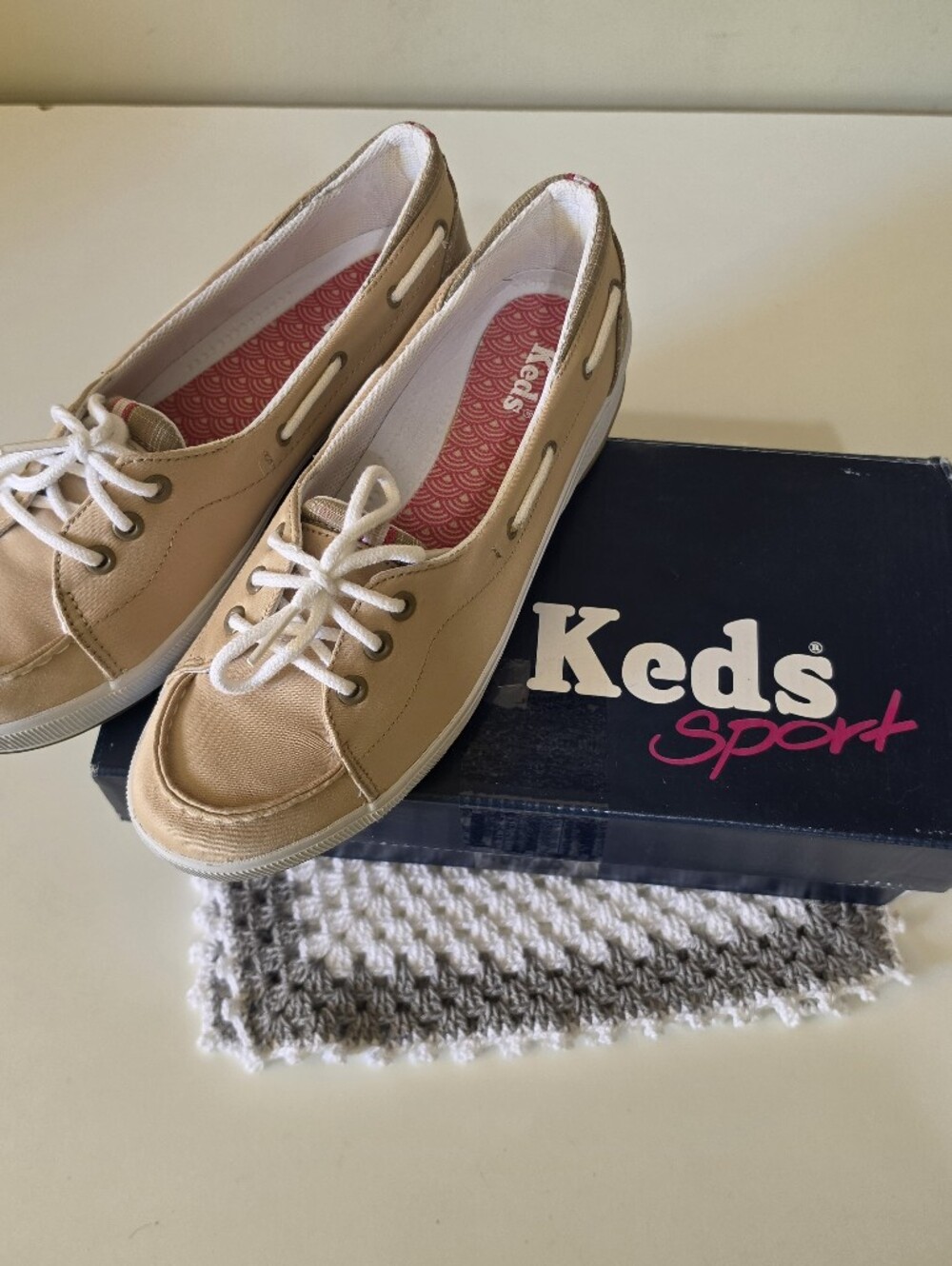 Keds Women's Classic Canvas Lace-Up Sneakers in Beige, 6.5